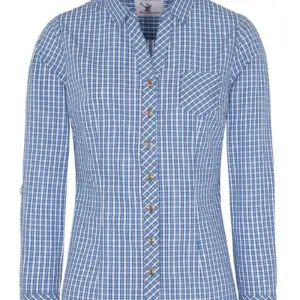 Trachtenbluse langarm blau kariert Neckar 016379 ~ 38
