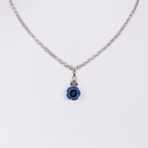 Collier mit Rosenblüte und Strass ~ dunkelblau