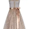 Midi Dirndl 65 cm hellblau taupe Diana 010440 ~ 44