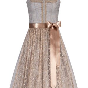 Midi Dirndl 65 cm hellblau taupe Diana 010440 ~ 44