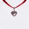 Collier mit Herzanhänger & Edelweiß 102293 ~ dunkelrot