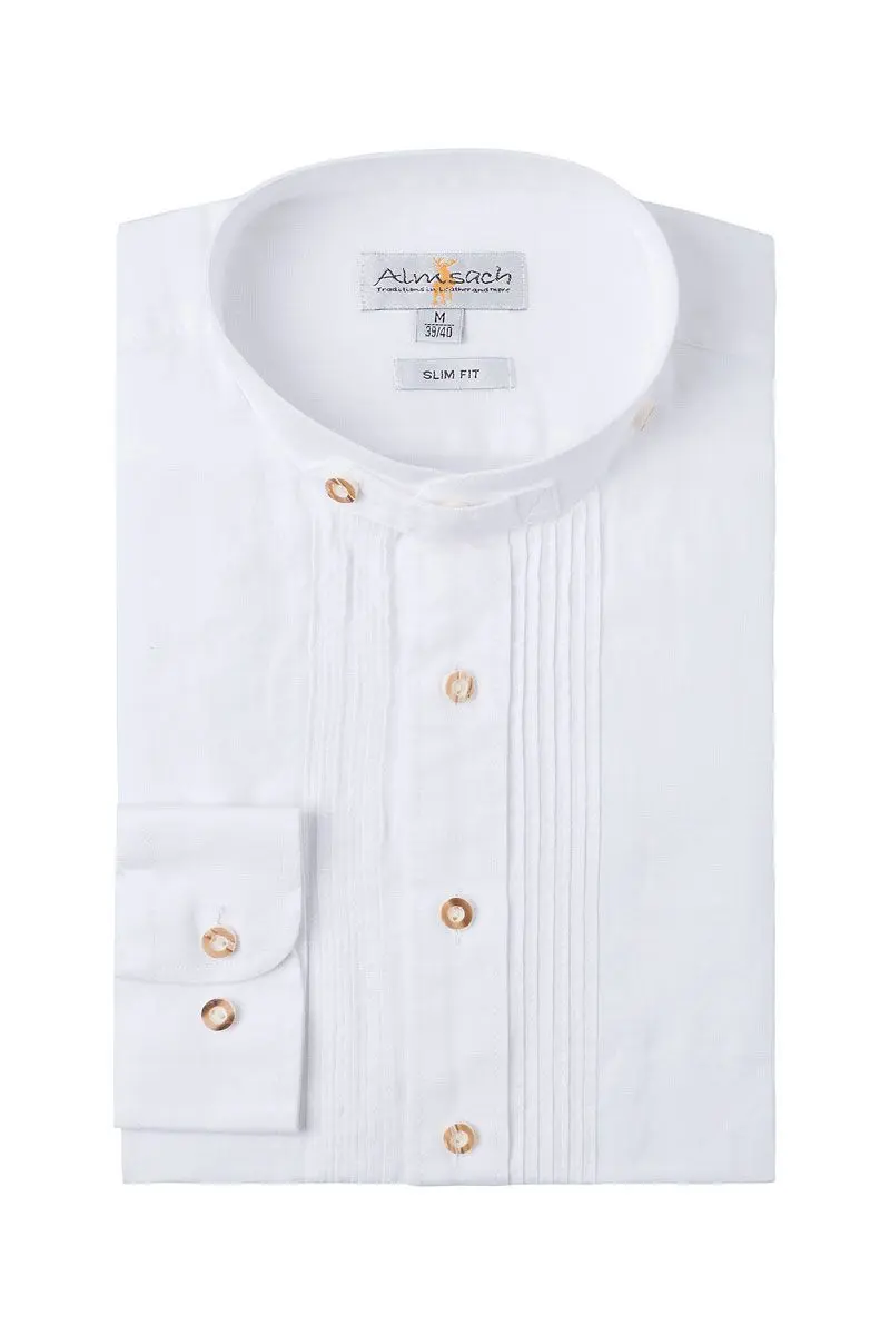 Trachtenhemd langarm weiß slimfit 002509 ~ 38