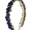 Blüten Haarreif mit Satin-Rosen ~ dunkelblau