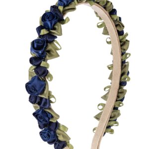 Blüten Haarreif mit Satin-Rosen ~ dunkelblau