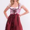 Mini Dirndl 60 cm weiß dunkelrot geblümt Emilia 014957 ~ 36