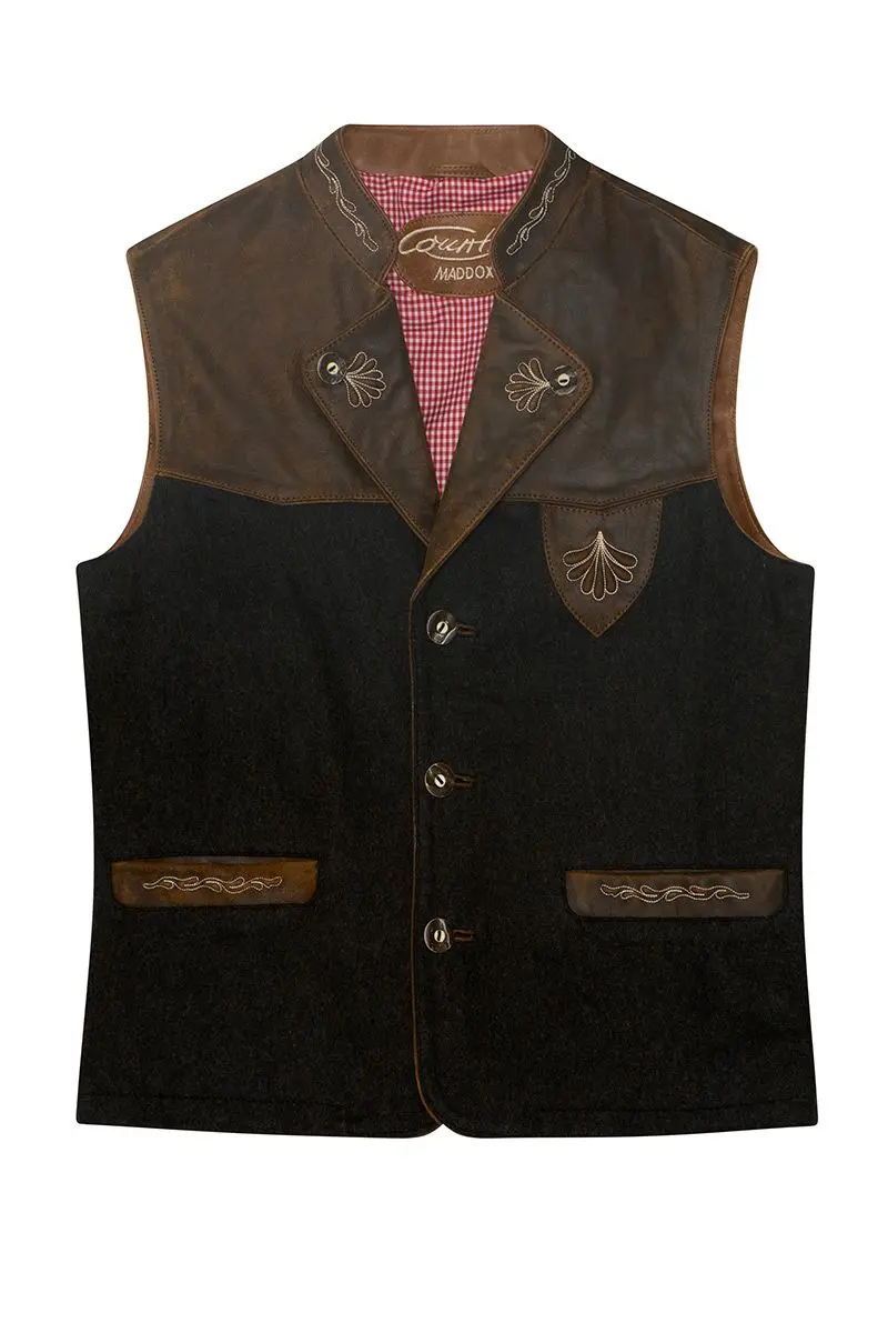 Trachtenweste braun anthrazit Leder Jonas 013182 ~ 48