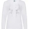 Trachtenbluse langarm weiß grau Winnie 009243 ~ 34