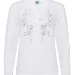 Trachtenbluse langarm weiß grau Winnie 009243 ~ 34