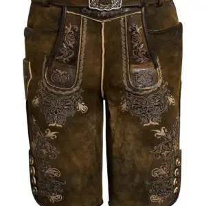 Lederhose kurz mit Gürtel braun antik Benedikt 007692 ~ 60