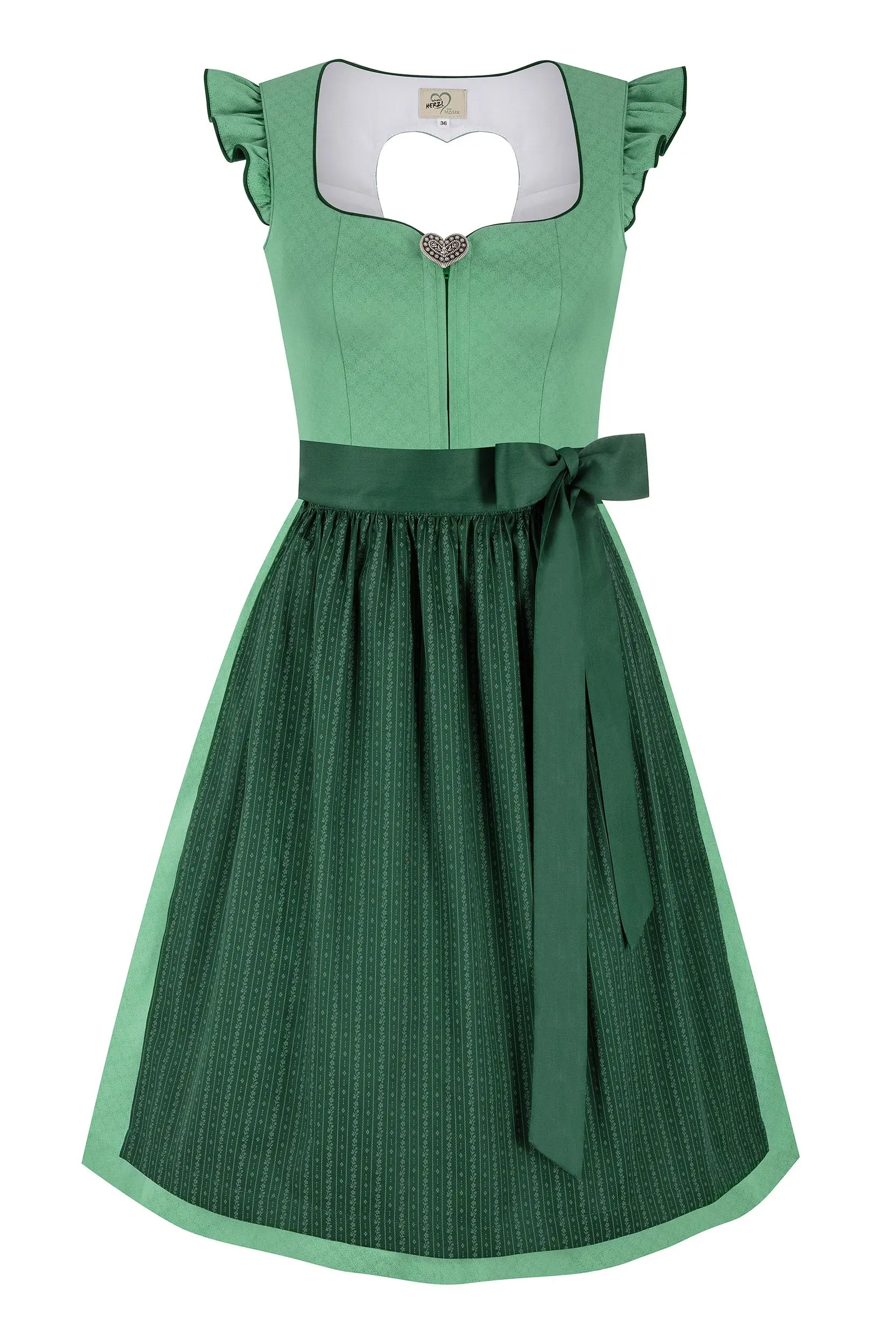 Dirndl ZENZI (65 cm) mit abnehmbaren Flügelärmeln ~ 30 ~ grün