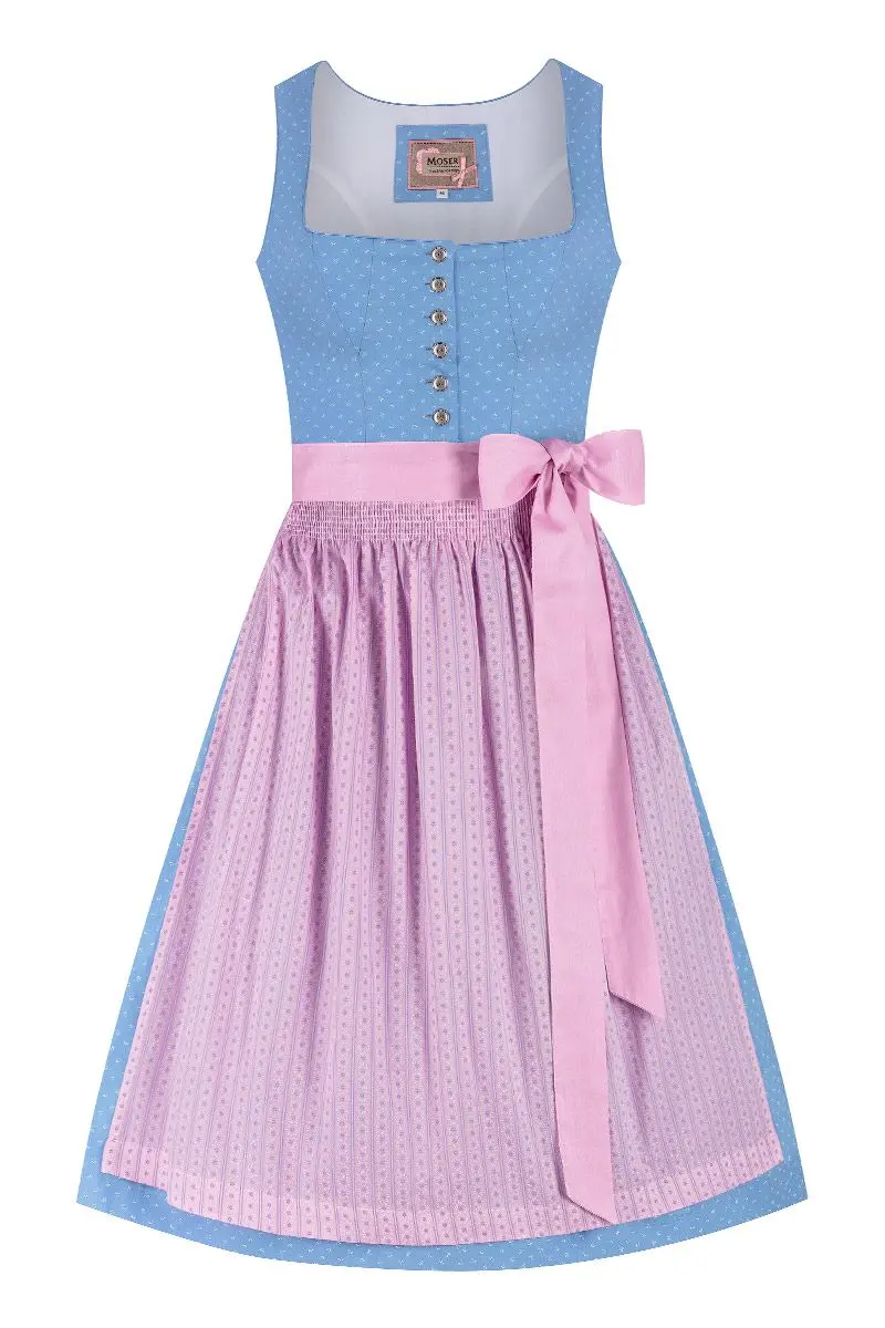 Midi Dirndl 65 cm hellblau rosa Lisa 014673 ~ 36