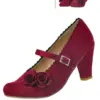 Pumps dunkelrot mit aufgesetzten Rosen 003877 ~ 41