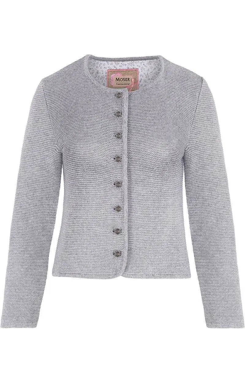 Trachten Strickjacke hellgrau Franziska 014422 ~ 30