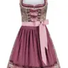 Mini Dirndl 55 cm braun geblümt rosenholz Valerie 010216 ~ 34