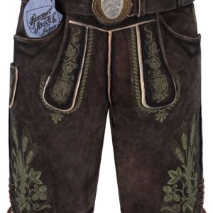 Lederhose kurz dunkelbraun oliv Braumeister 013317 ~ 48