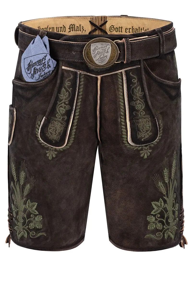 Lederhose kurz dunkelbraun oliv Braumeister 013317 ~ 48