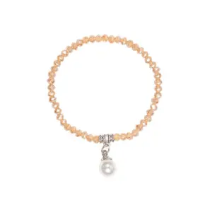 Kristallarmband mit Perlen-Anhänger verschiedenfarbig 008466 ~ beige