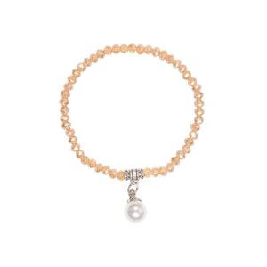 Kristallarmband mit Perlen-Anhänger verschiedenfarbig 008466 ~ beige