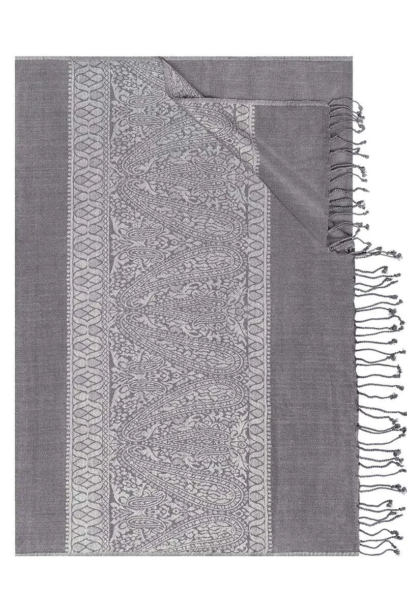 Trachtentuch 70x200 cm verschiedenfarbig mit Fransen 007813 ~ anthrazit