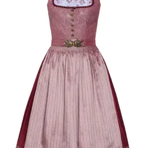 Midi Dirndl 65 cm altrosa gemustert Mila 010042 ~ 36
