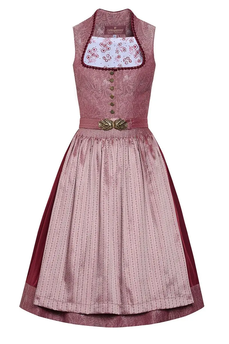 Midi Dirndl 65 cm altrosa gemustert Mila 010042 ~ 32
