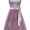 Midi Dirndl 65 cm flieder geblümt Denise 013923 ~ 34