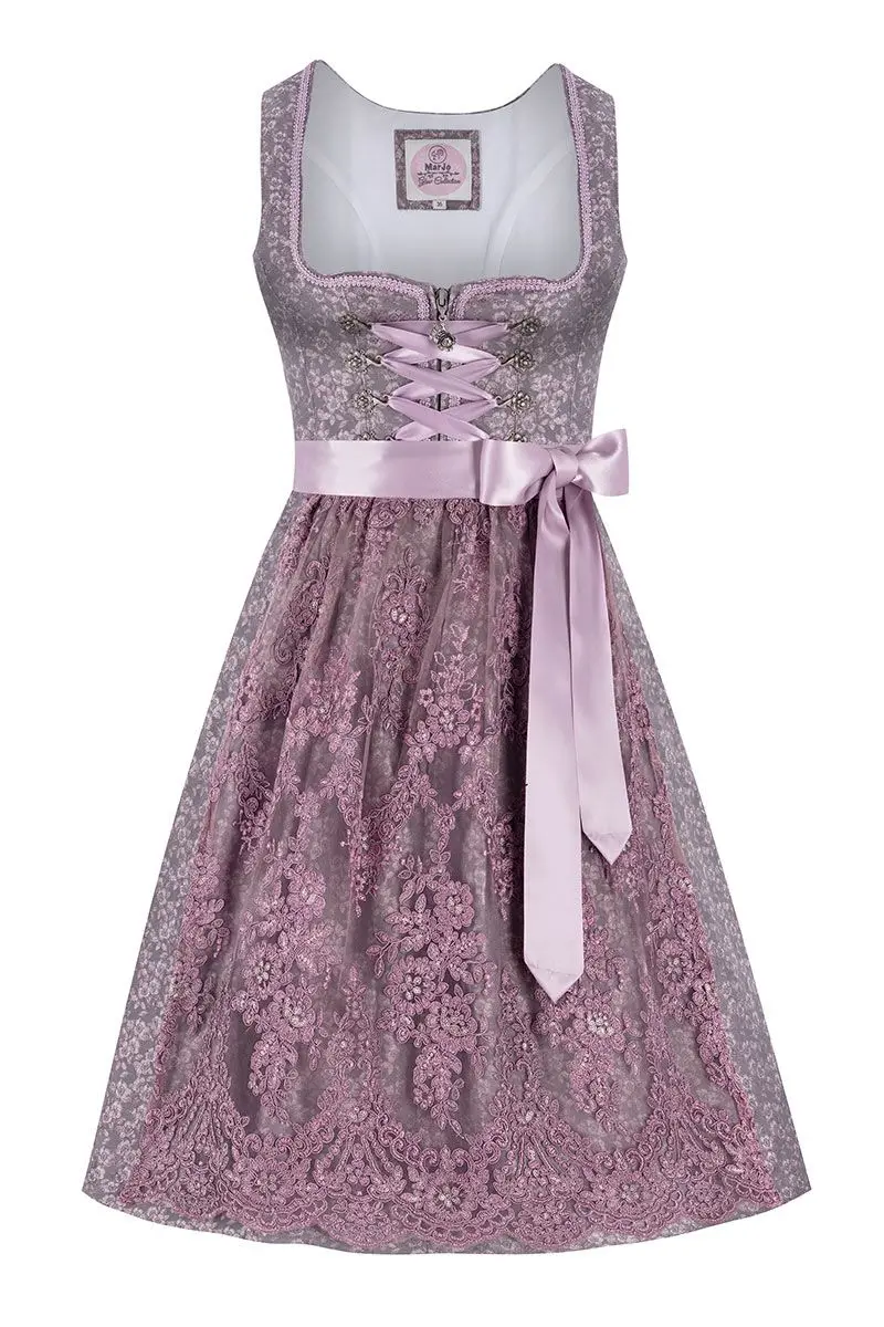 Midi Dirndl 65 cm flieder geblümt Denise 013923 ~ 34