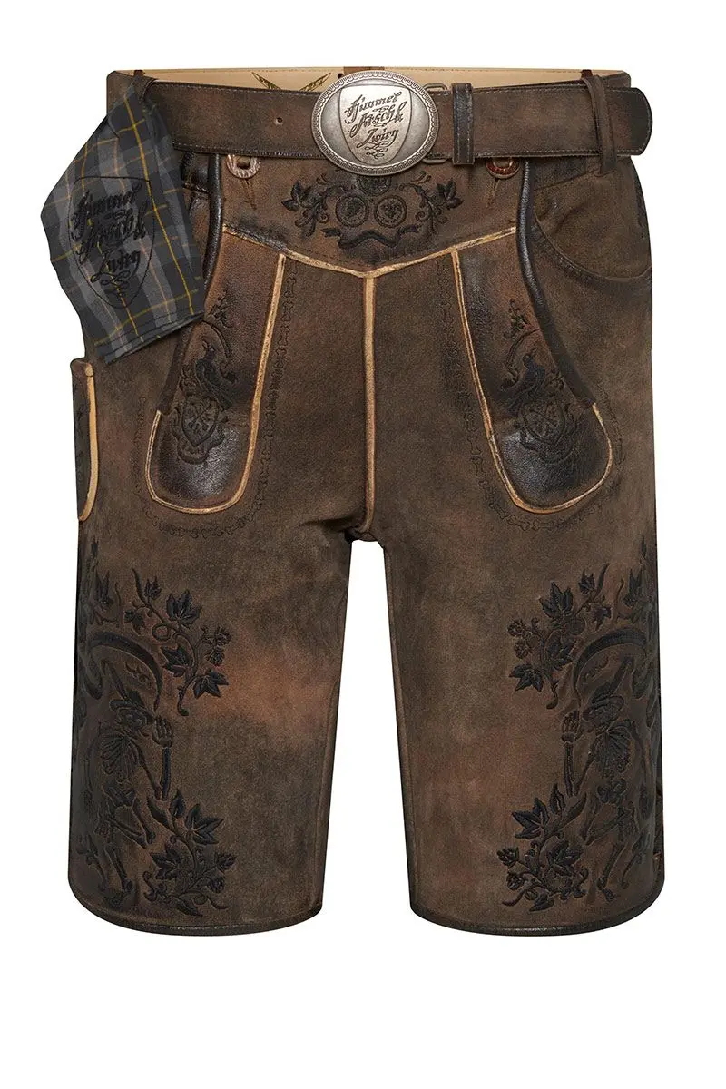 Lederhose kurz mit Gürtel braun-antik Boandlkramer 002789 ~ 46