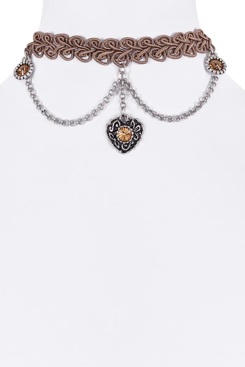 Kropfband verschiedenfarbig mit Kette und Anhängern 011347 ~ natur