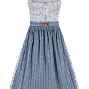 Midi Dirndl 65 cm grau blau Emilia 014653 ~ 36