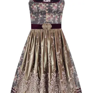 Midi Dirndl 65 cm schwarz beere geblümt Mariella 011656 ~ 36