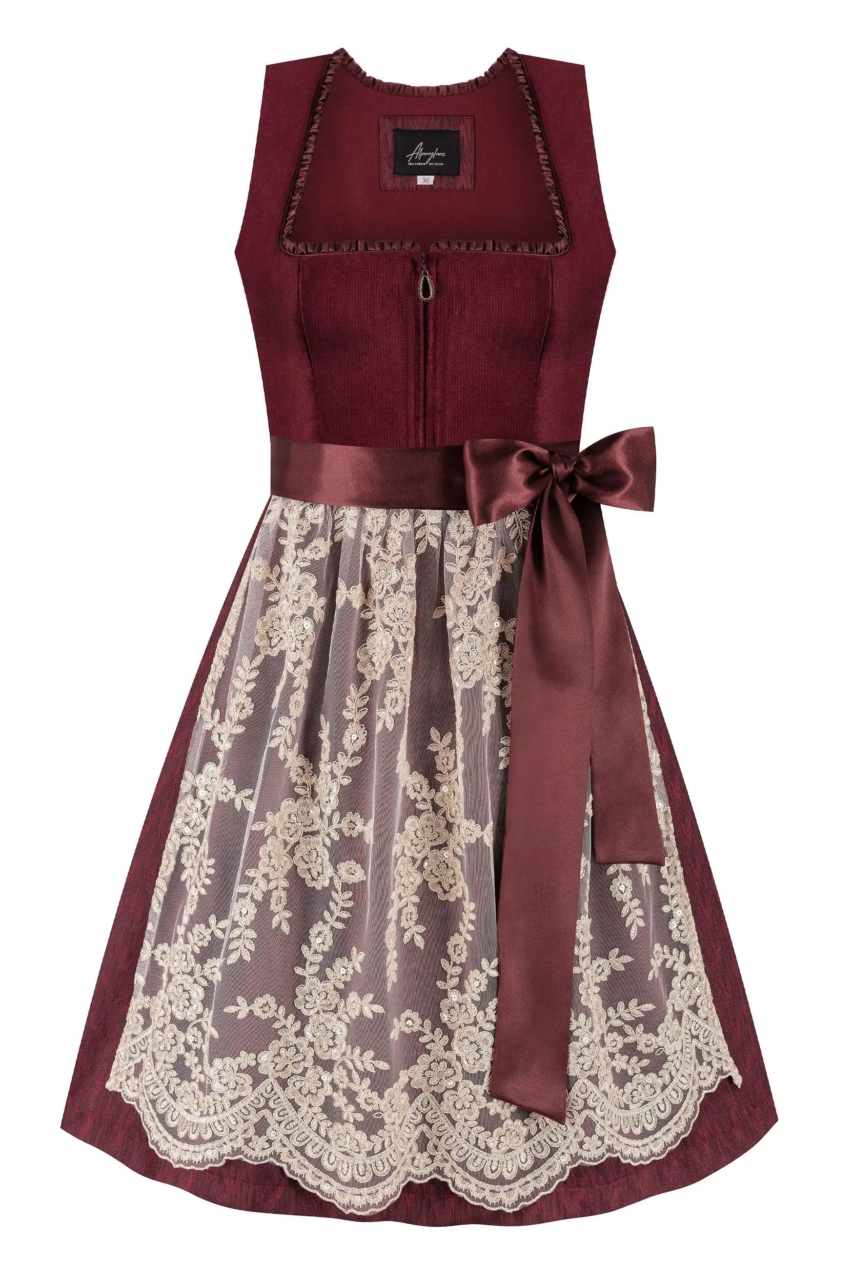 Dirndl SARAH (60 cm) ~ 34 ~ dunkelrot