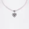 Collier verschiedenfarbig mit Glasperlen und Herzanhänger 011505 ~ altrosa