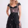 Midi Dirndl 65 cm altrosa schwarz Sina 014978 ~ 32