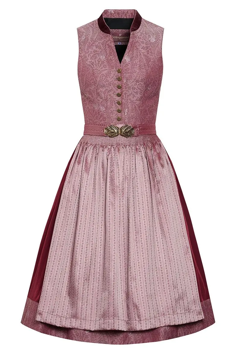 Midi Dirndl 65 cm altrosa bordeaux gemustert Ella 010043 ~ 34