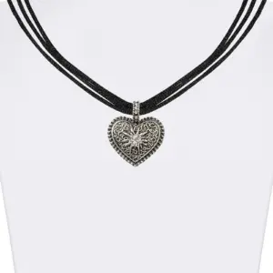 Trachtencollier mit Herzanhänger verschiedenfarbig 008416 ~ schwarz