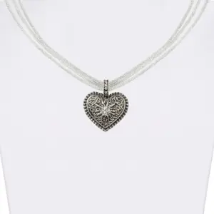 Trachtencollier mit Herzanhänger verschiedenfarbig 008416 ~ weiß