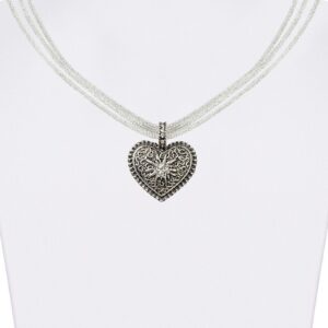 Trachtencollier mit Herzanhänger verschiedenfarbig 008416 ~ weiß