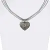 Trachtencollier mit Herzanhänger verschiedenfarbig 008416 ~ grau