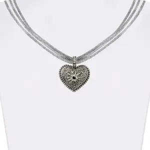 Trachtencollier mit Herzanhänger verschiedenfarbig 008416 ~ grau