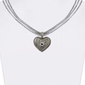 Trachtencollier mit Herzanhänger verschiedenfarbig 008416 ~ grau