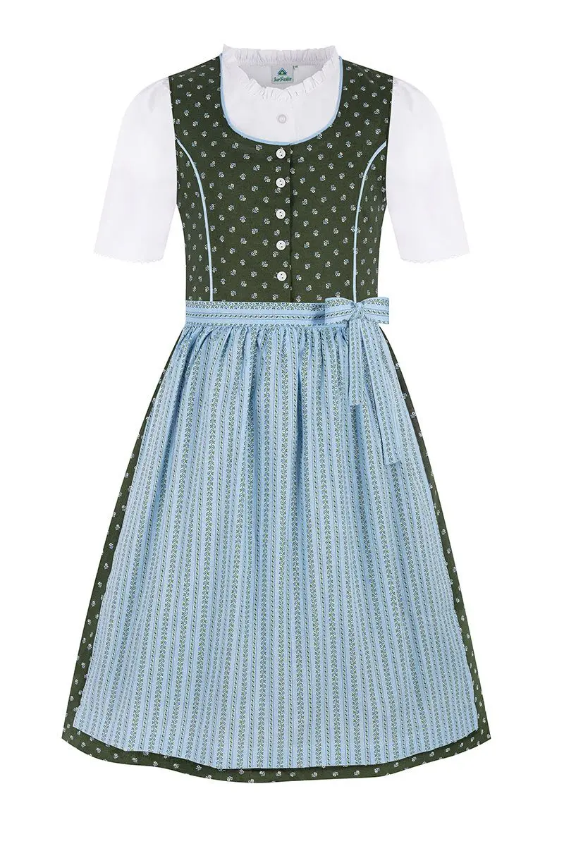 Kinder Dirndl dunkelgrün hellblau 016318 ~ 74