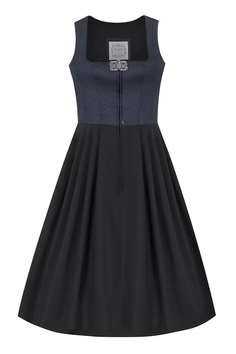 Midi Dirndl 70 cm Gastro dunkelblau schwarz Stretch Emma 014193 ~ 36