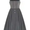 Midi Dirndl 70cm Gastro grau Stretch Babette 006871 ~ 36