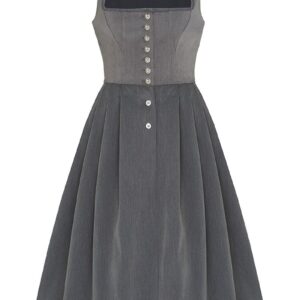 Midi Dirndl 70cm Gastro grau Stretch Babette 006871 ~ 34