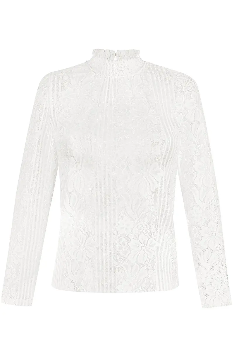Trachtenshirt langarm Spitze weiß Stretch Clara 013797 ~ 34