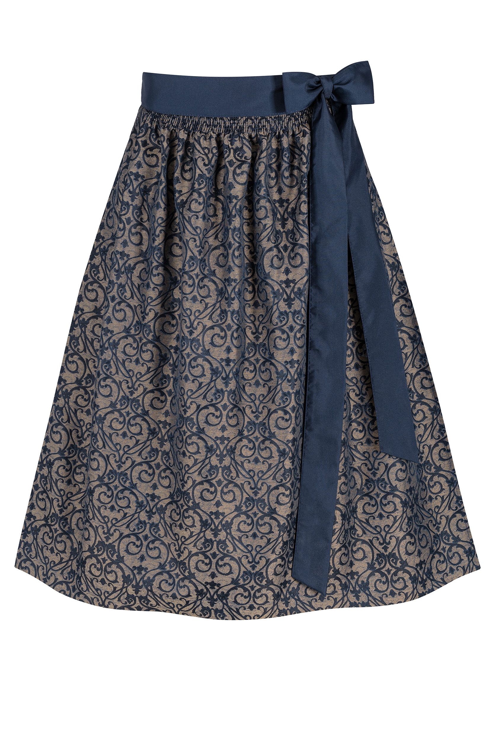 Dirndlschürze mit Ornamenten (70 cm) ~ dunkelblau ~ XL