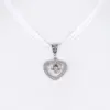 Collier verschiedenfarbig mit Herzanhänger und Satinband 005703 ~ weiß