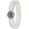 Perlenarmband mit Strassblüte ~ dunkelblau