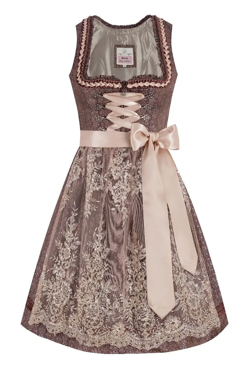 Mini Dirndl 60 cm aubergine taupe Aline 012914 ~ 36
